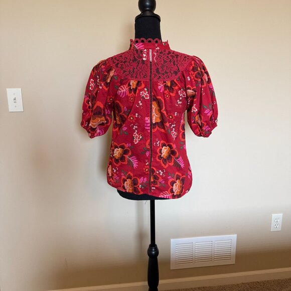 Farm Rio red printed blouse - Picture 3 of 5